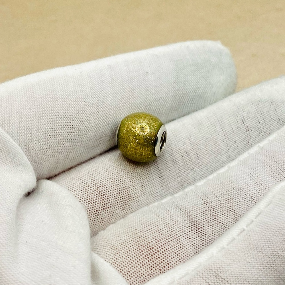 EUC Pandora 796327EN146 Sterling Silver Golden Enamel Glitter Ball Charm - Picture 5 of 8